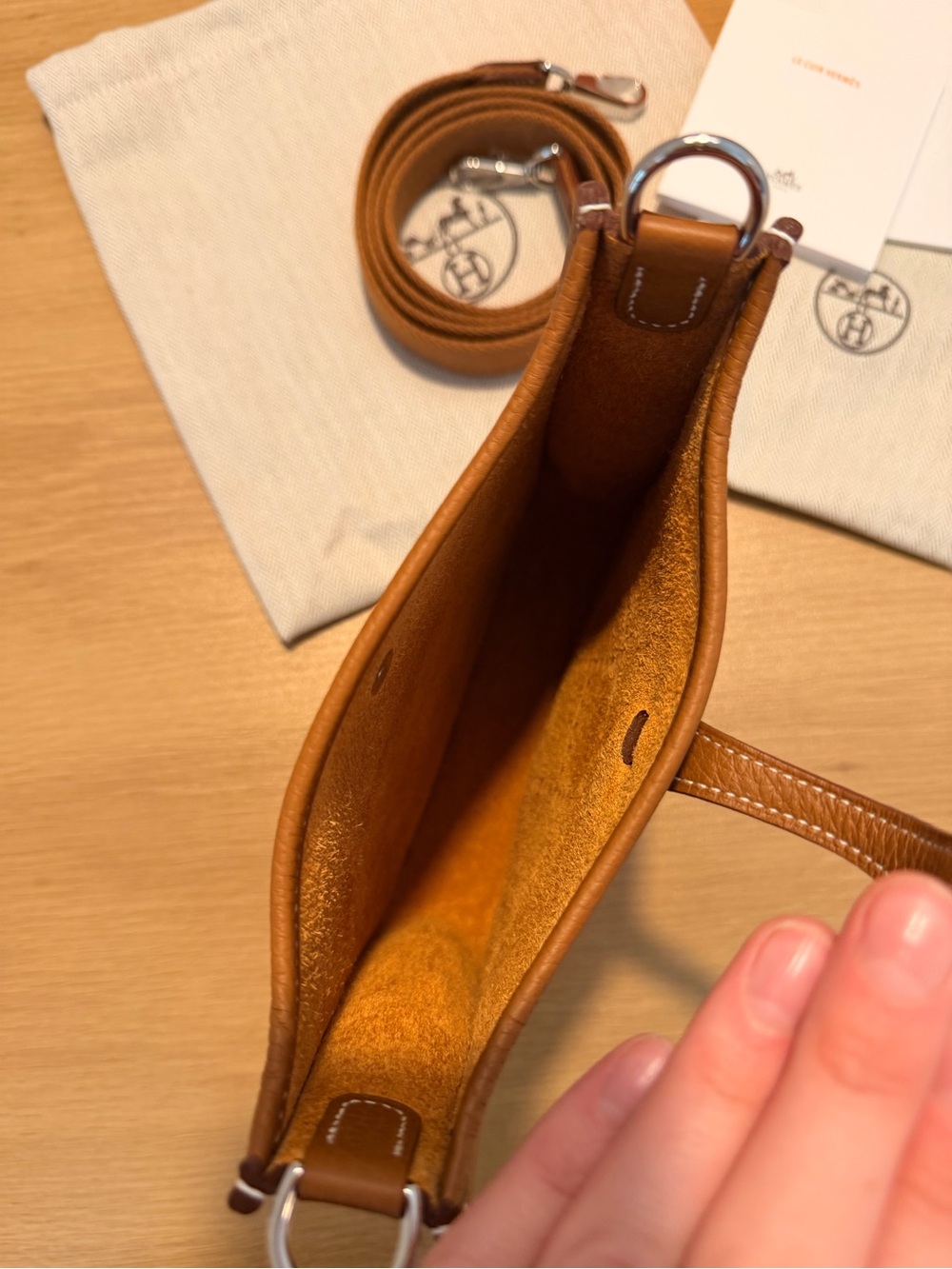 NWT Hermes Evelyne TPM Mini Messenger Bag in Gold Brown with Palladium Hardware - Picture 7 of 12